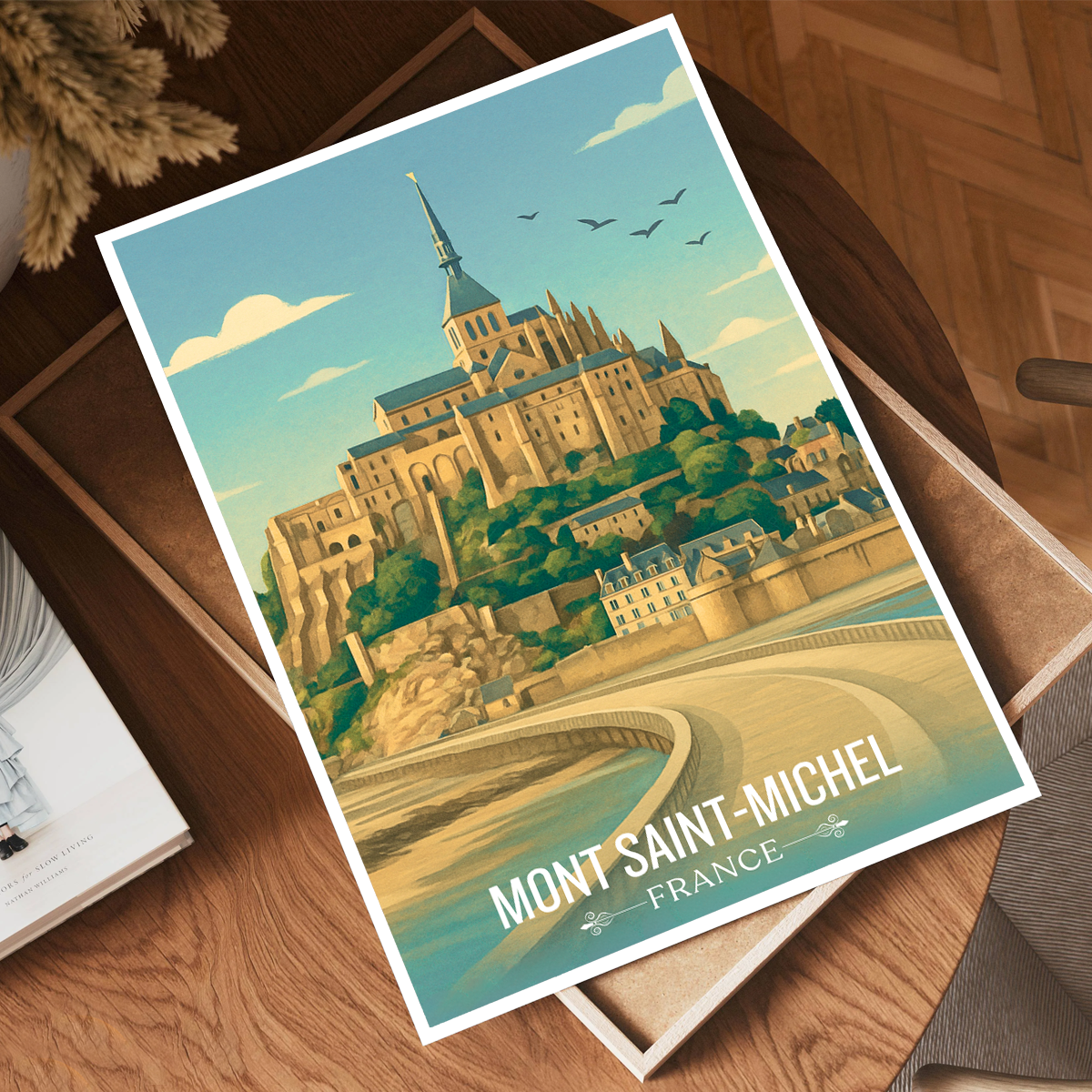 Mont Tombe - France - Travel Art Wall Deco Poster - Art Print - Travel Art Poster