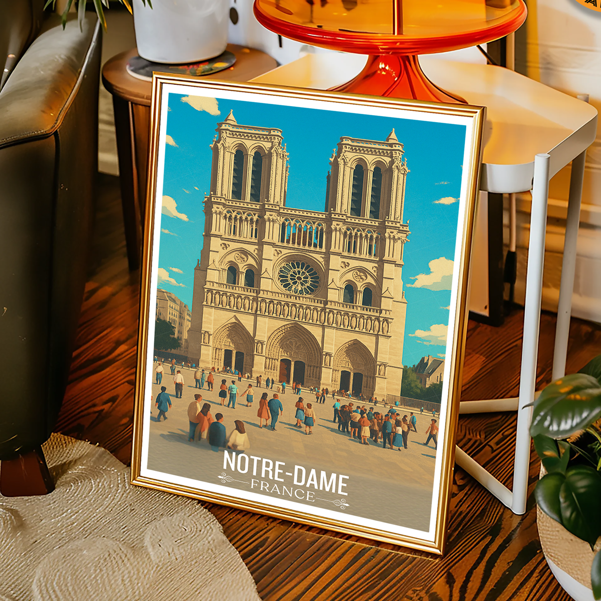 Notre-Dame of Paris - France - Travel Art Wall Deco Poster - Art Print - Travel Art Poster