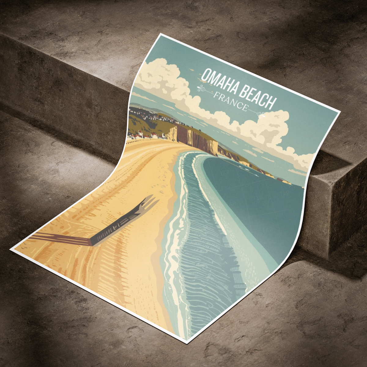 Omaha Beach - France - Travel Art Wall Deco Poster - Art Print - Travel Art Poster