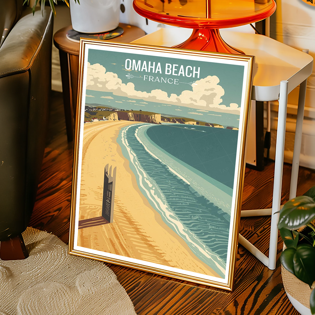 Omaha Beach - France - Travel Art Wall Deco Poster - Art Print - Travel Art Poster