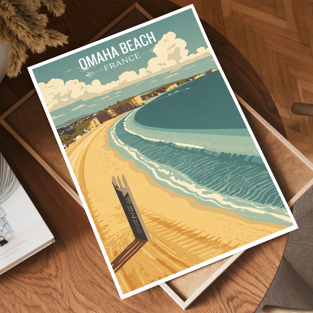 Omaha Beach - France - Travel Art Wall Deco Poster - Art Print - Travel Art Poster