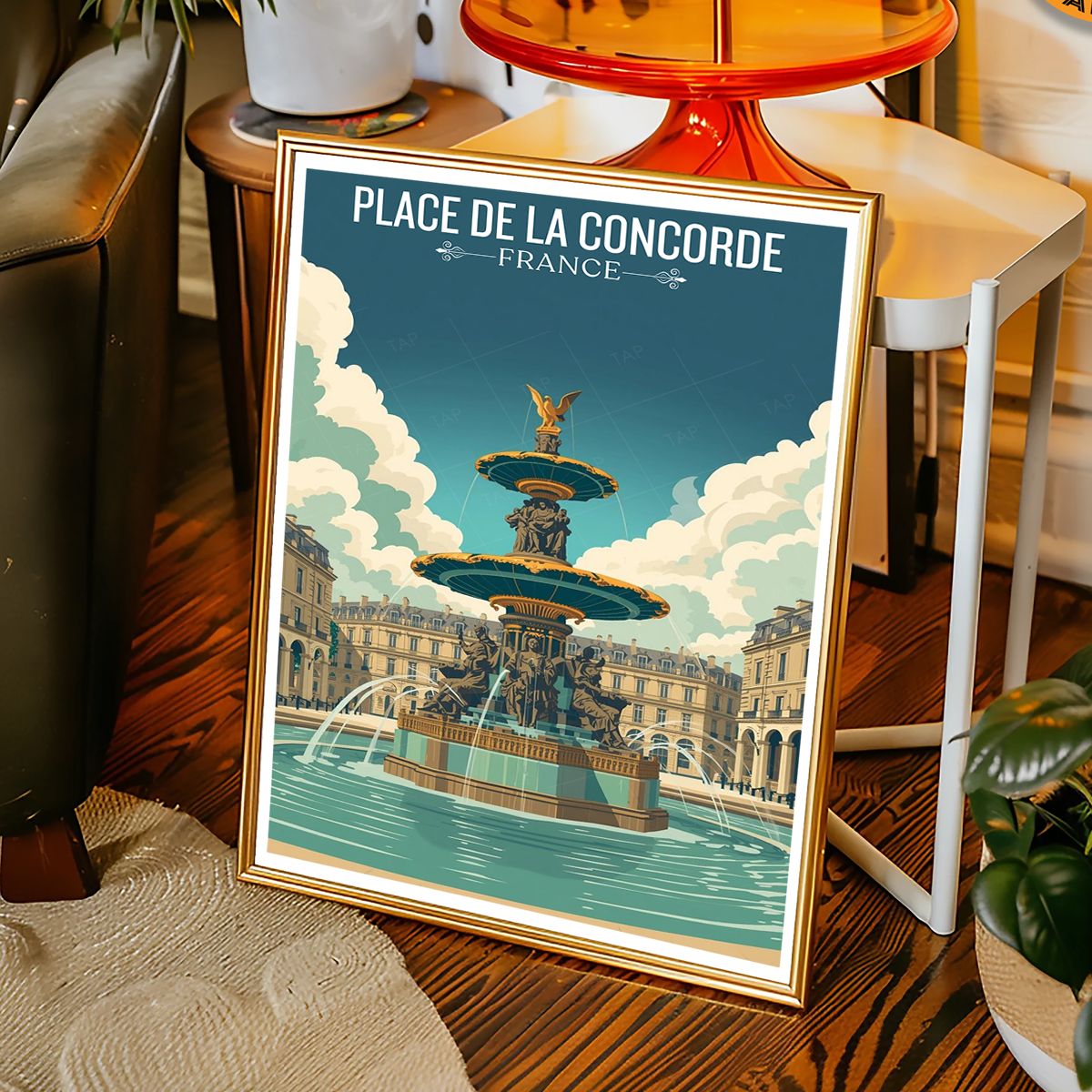 Place de La Concorde - France - Travel Art Wall Deco Poster - Art Print - Travel Art Poster