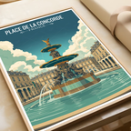 Place de La Concorde - France - Travel Art Wall Deco Poster - Art Print - Travel Art Poster