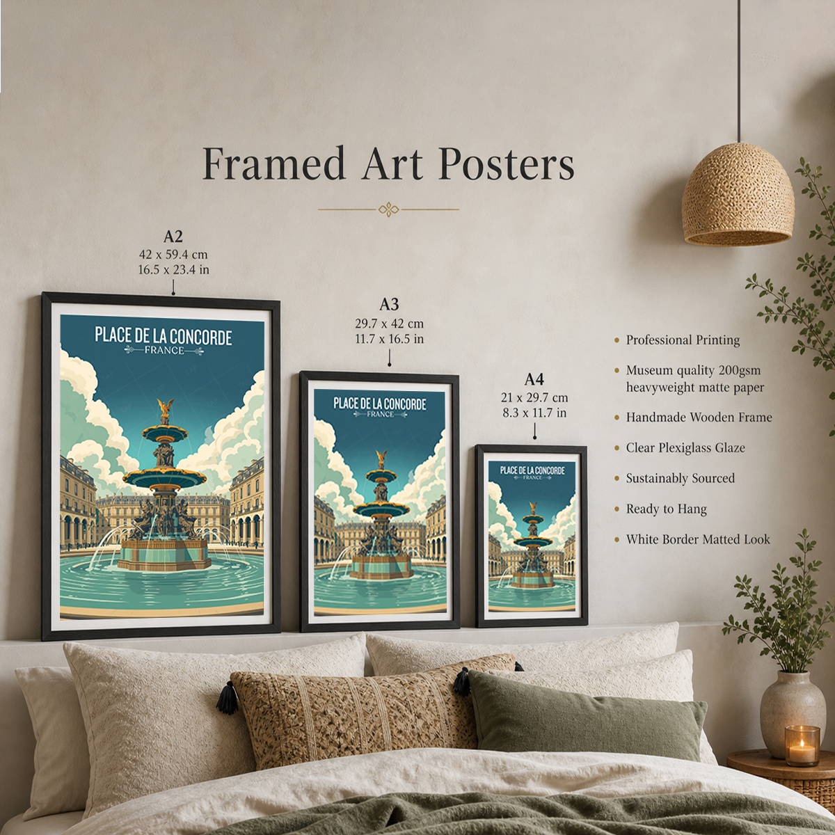 Place de La Concorde - France - Travel Art Wall Deco Poster - Art Print - Travel Art Poster