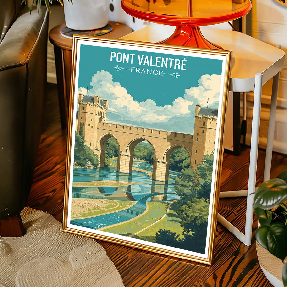 Valentré Bridge - France - Travel Art Wall Deco Poste - Art Print - Travel Art Poster