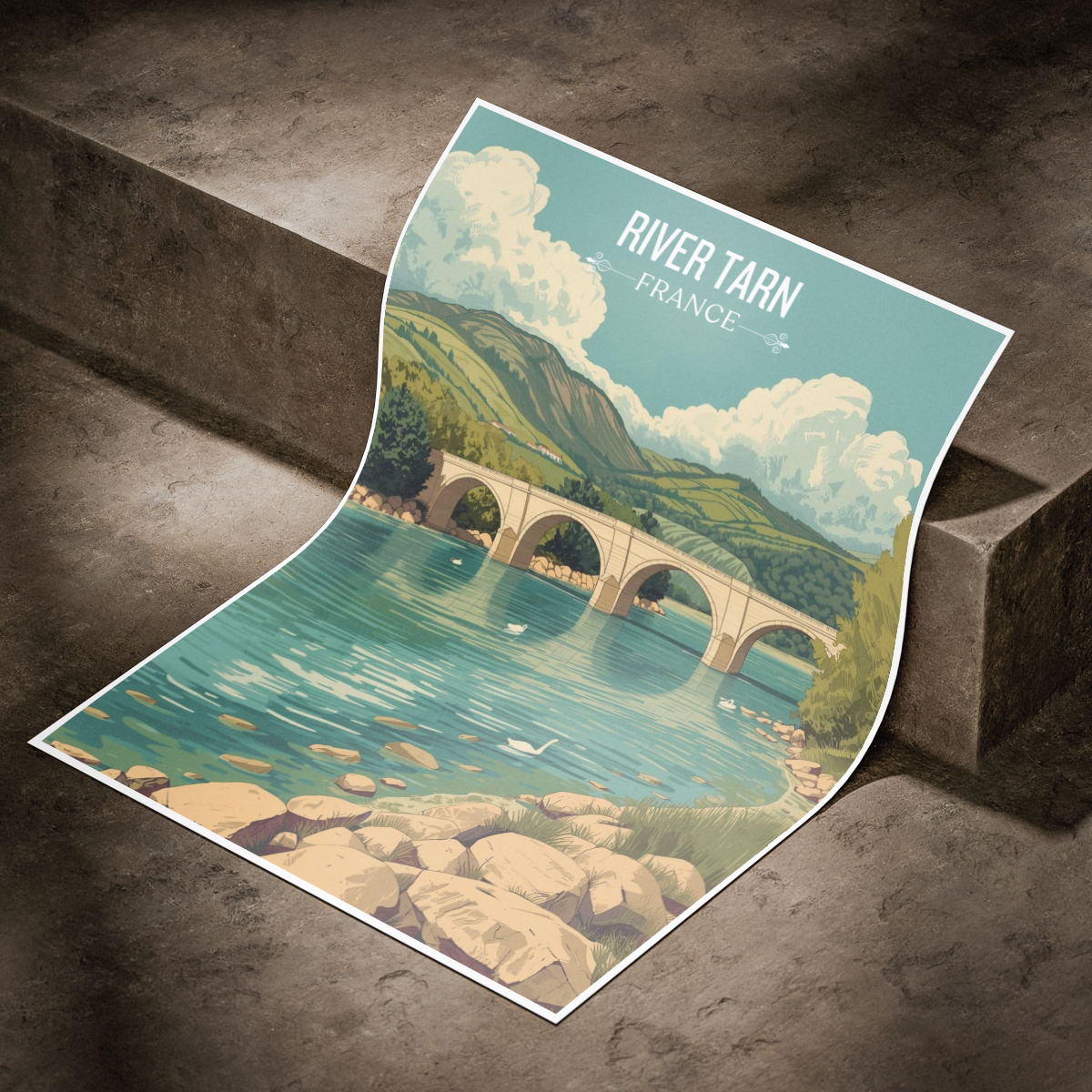 River Tarn - France - Travel Art Wall Deco Poste - Art Print - Travel Art Poster