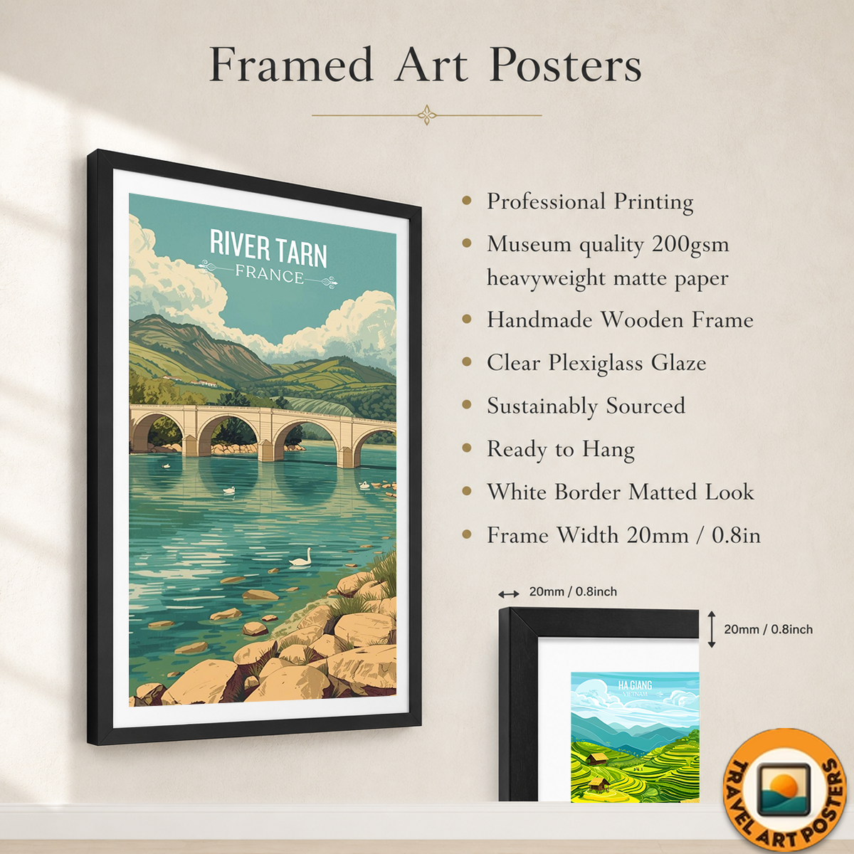 River Tarn - France - Travel Art Wall Deco Poste - Art Print - Travel Art Poster