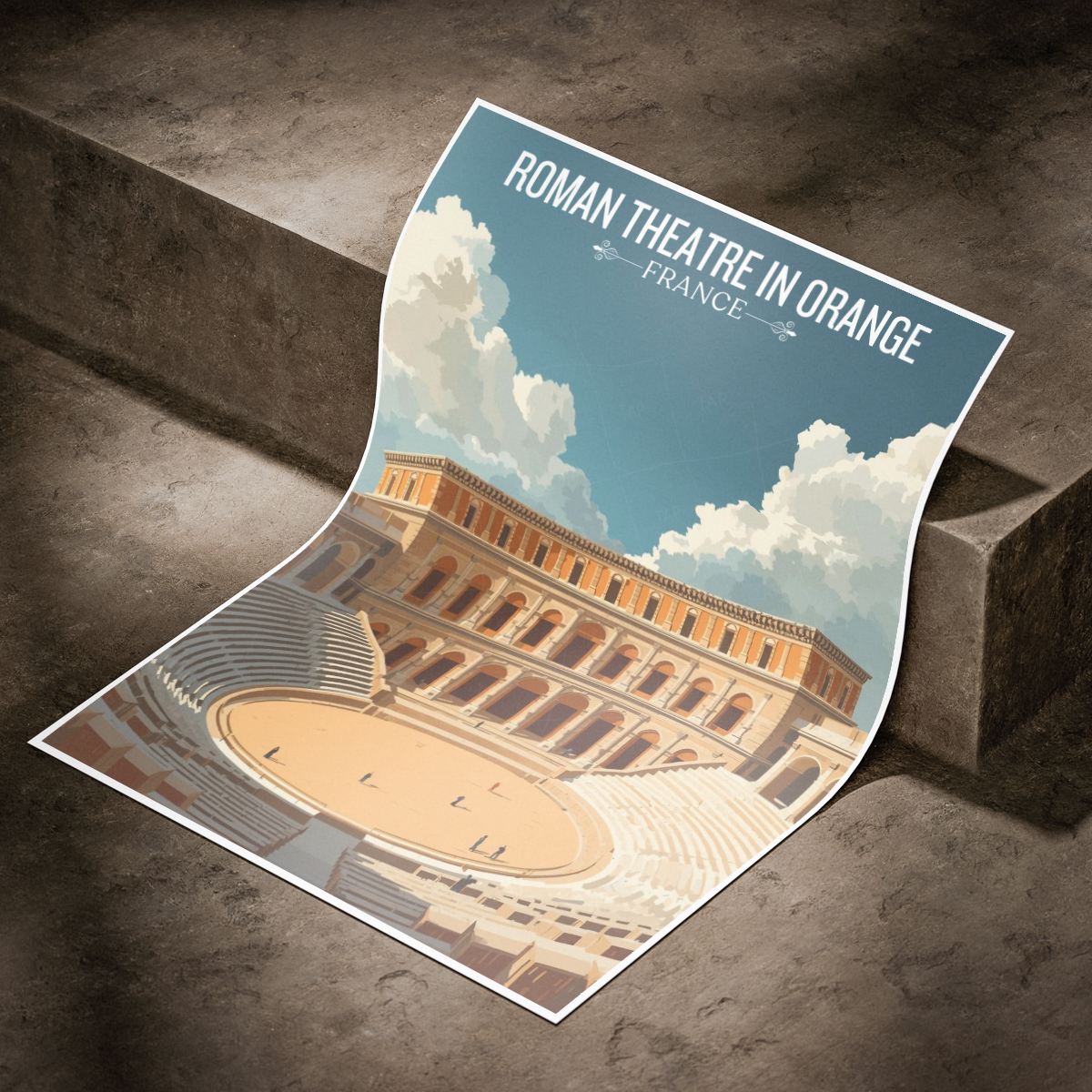 Roman Theatre in Orange - France - Travel Art Wall Deco Poste - Art Print - Travel Art Poster