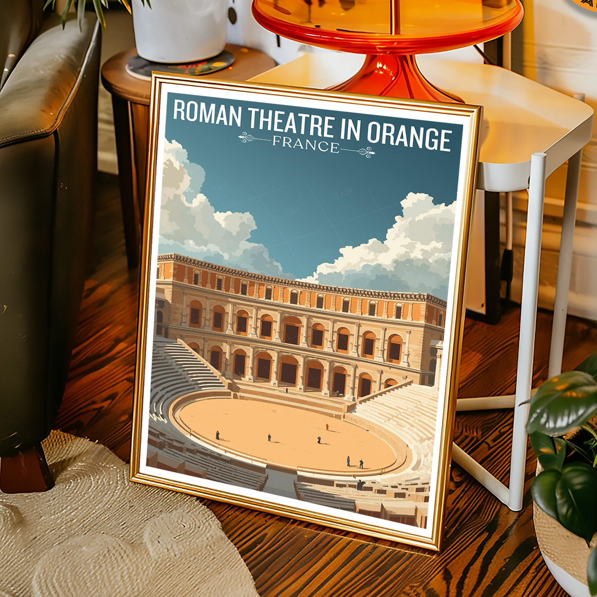 Roman Theatre in Orange - France - Travel Art Wall Deco Poste - Art Print - Travel Art Poster