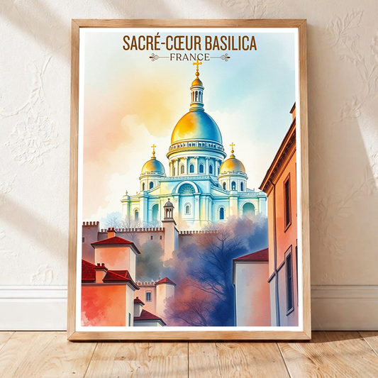 Sacré-Cœur Basilica - France - Travel Art Wall Deco Poste - Art Print - Travel Art Poster