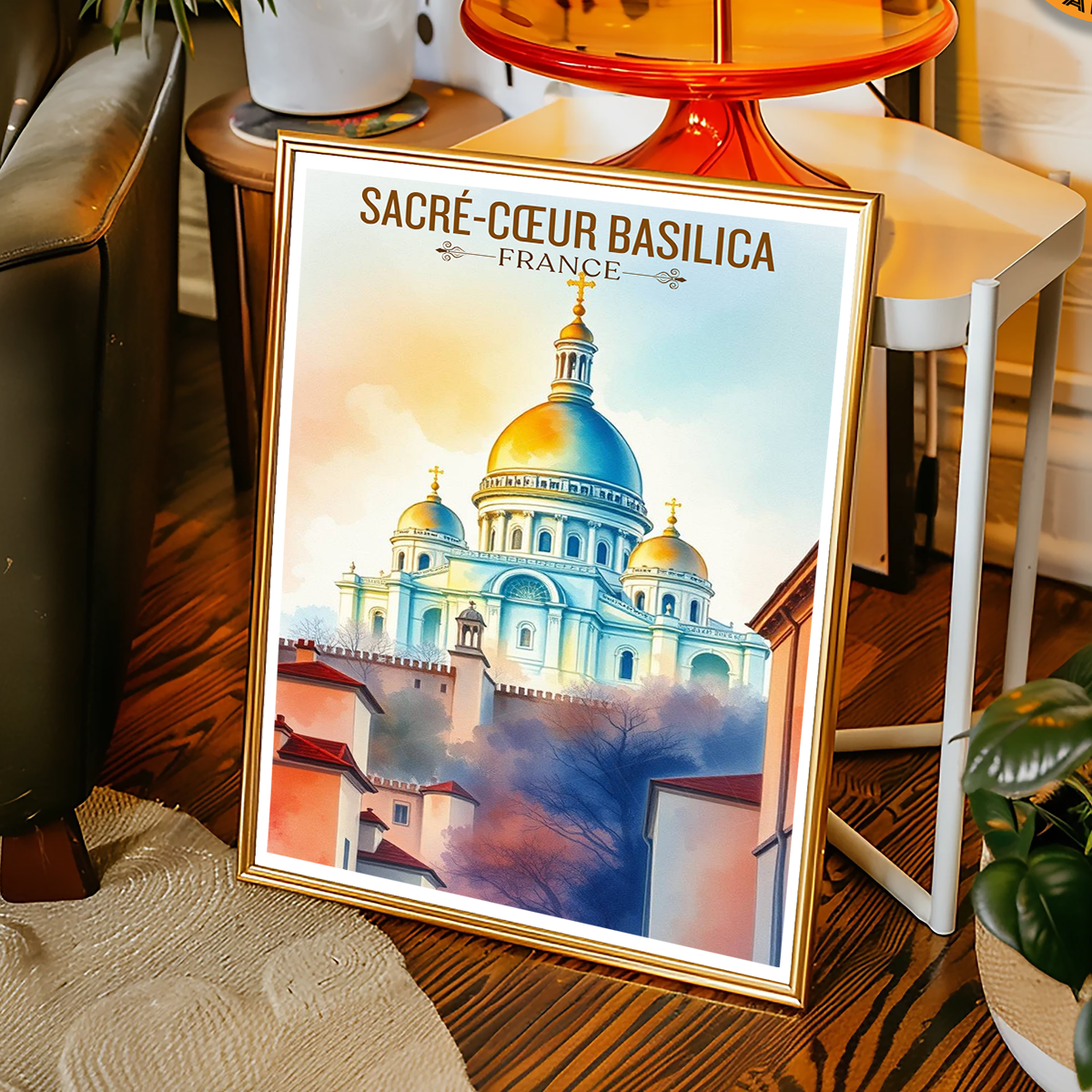 Sacré-Cœur Basilica - France - Travel Art Wall Deco Poste - Art Print - Travel Art Poster