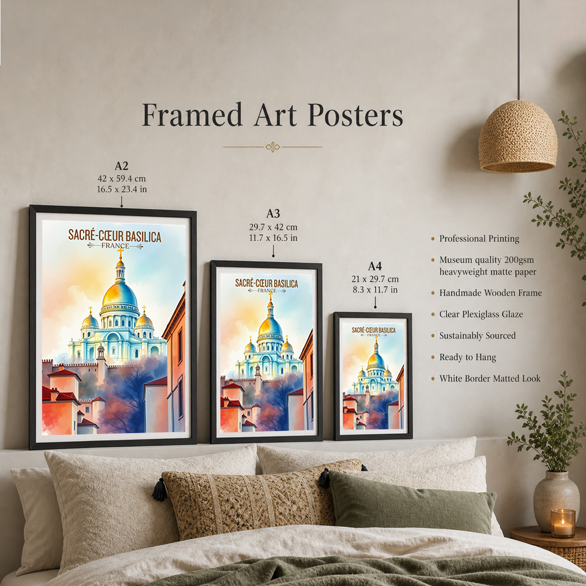 Sacré-Cœur Basilica - France - Travel Art Wall Deco Poste - Art Print - Travel Art Poster