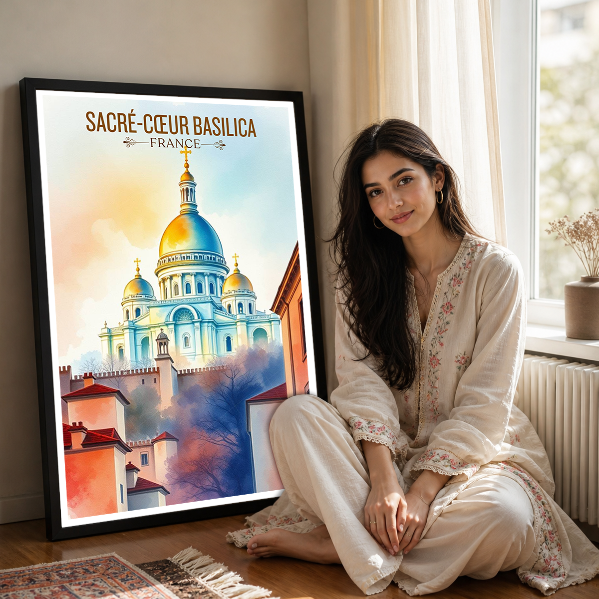 Sacré-Cœur Basilica - France - Travel Art Wall Deco Poste - Art Print - Travel Art Poster