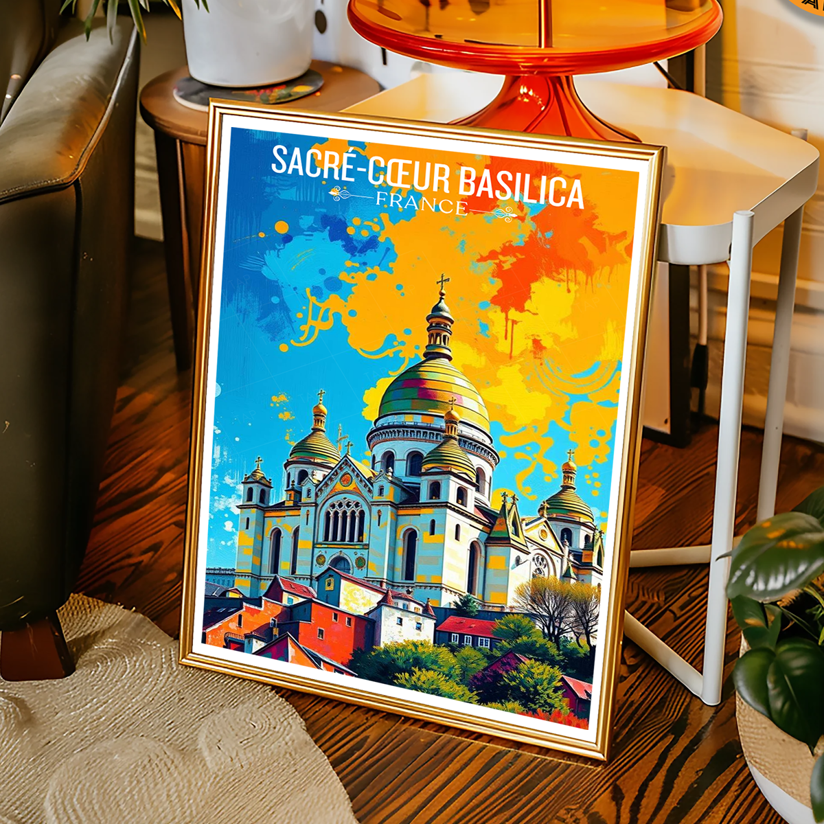Sacred Heart Basilica - France - Travel Art Wall Deco Poste - Art Print - Travel Art Poster