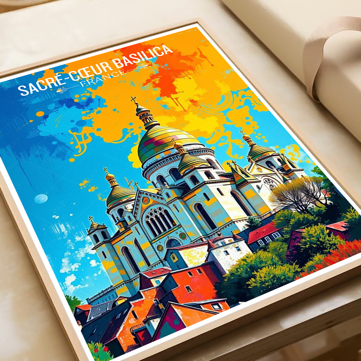 Sacred Heart Basilica - France - Travel Art Wall Deco Poste - Art Print - Travel Art Poster