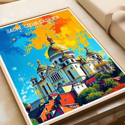 Sacred Heart Basilica - France - Travel Art Wall Deco Poste - Art Print - Travel Art Poster