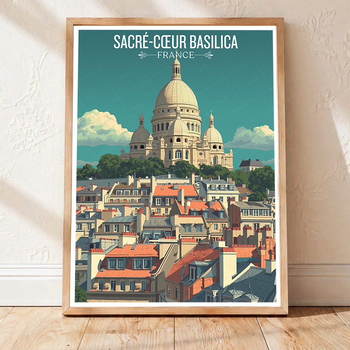 Montmartre Basilica - France - Travel Art Wall Deco Poste - Art Print - Travel Art Poster