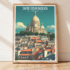 Montmartre Basilica - France - Travel Art Wall Deco Poste - Art Print - Travel Art Poster