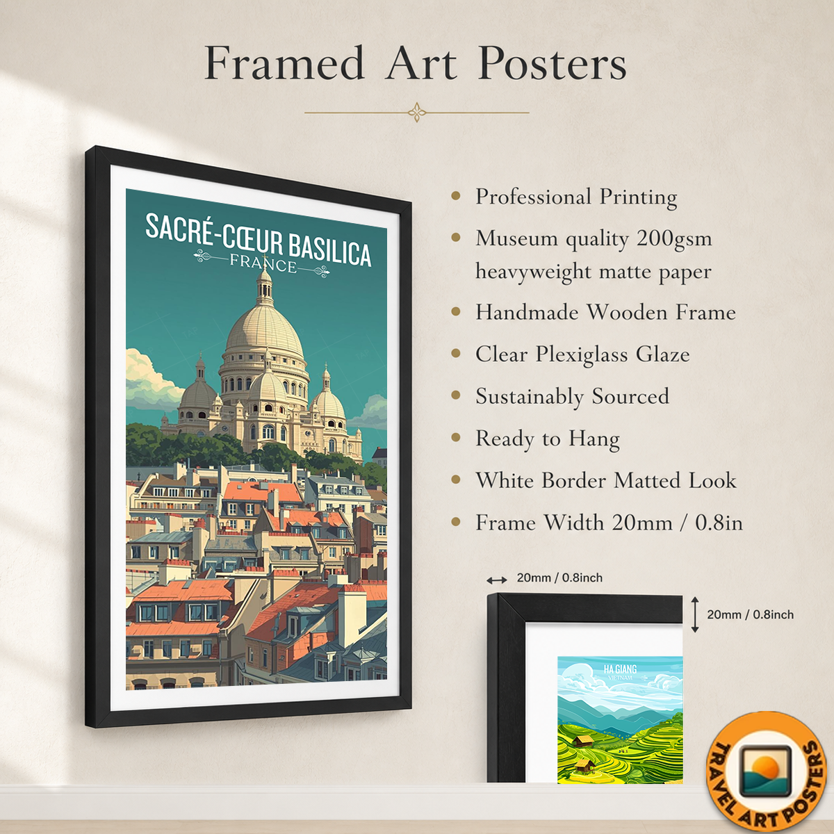 Montmartre Basilica - France - Travel Art Wall Deco Poste - Art Print - Travel Art Poster