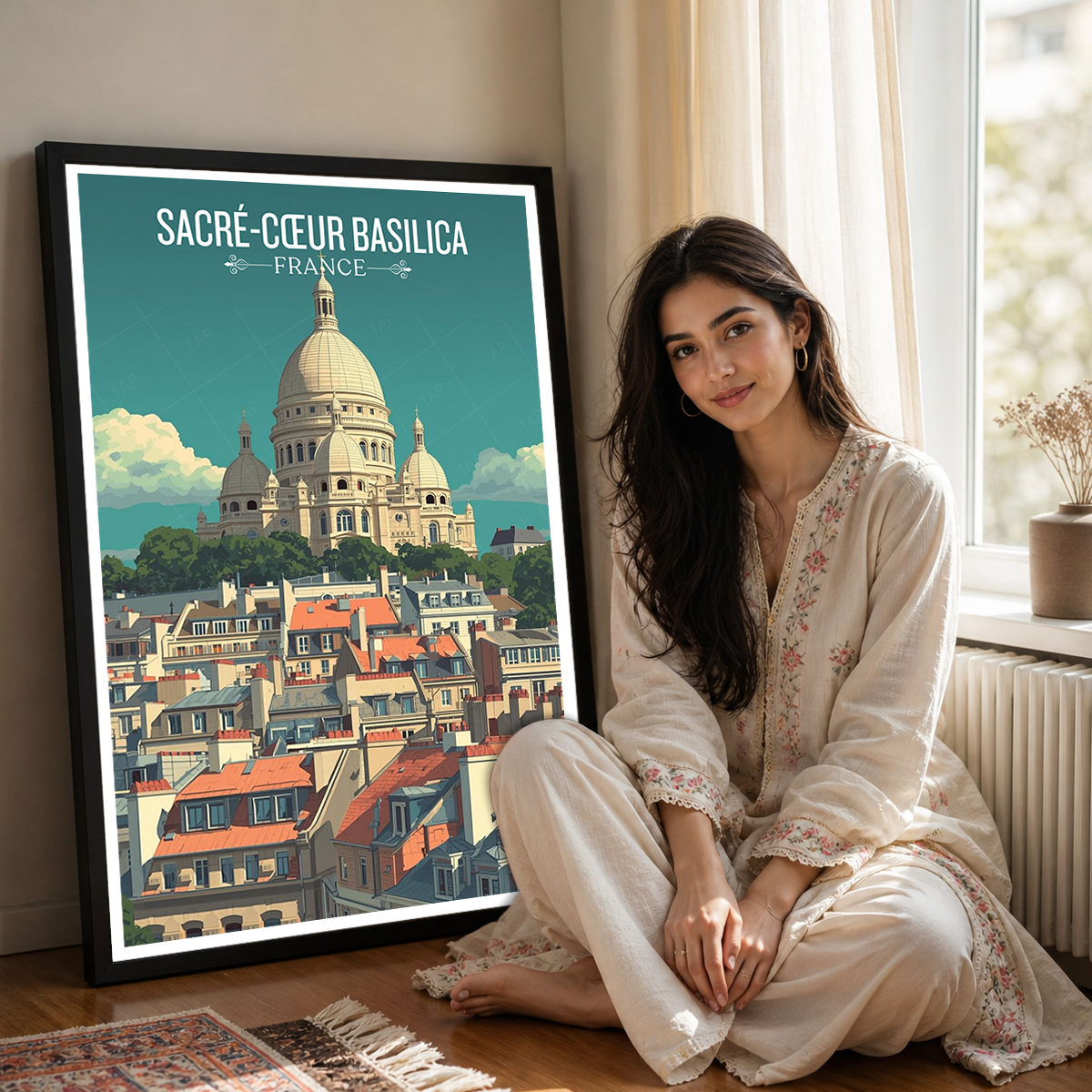 Montmartre Basilica - France - Travel Art Wall Deco Poste - Art Print - Travel Art Poster