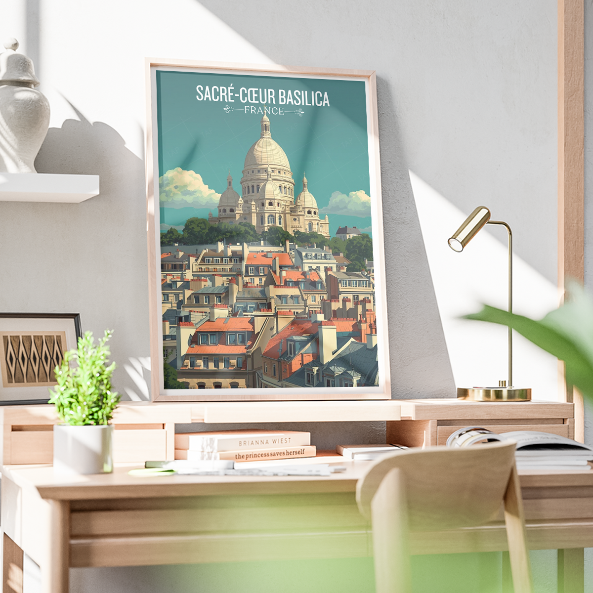Montmartre Basilica - France - Travel Art Wall Deco Poste - Art Print - Travel Art Poster