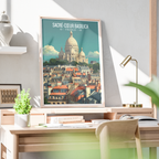 Montmartre Basilica - France - Travel Art Wall Deco Poste - Art Print - Travel Art Poster
