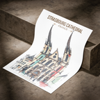 Strasbourg Cathedral - France - Travel Art Wall Deco Poste - Art Print - Travel Art Poster