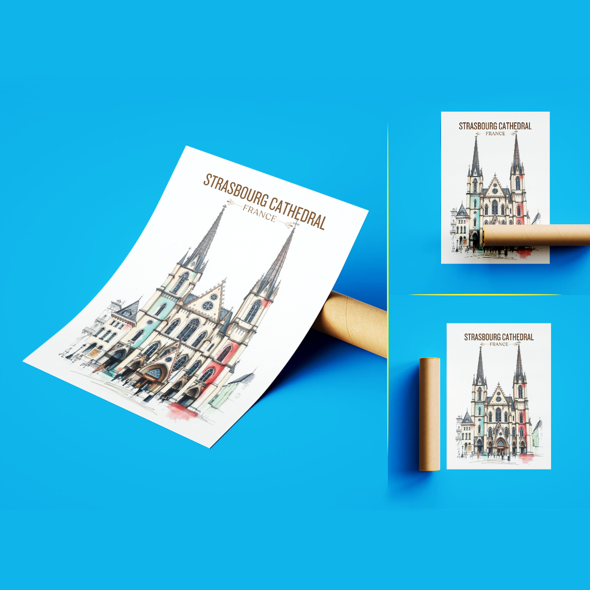 Strasbourg Cathedral - France - Travel Art Wall Deco Poste - Art Print - Travel Art Poster