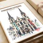 Strasbourg Cathedral - France - Travel Art Wall Deco Poste - Art Print - Travel Art Poster