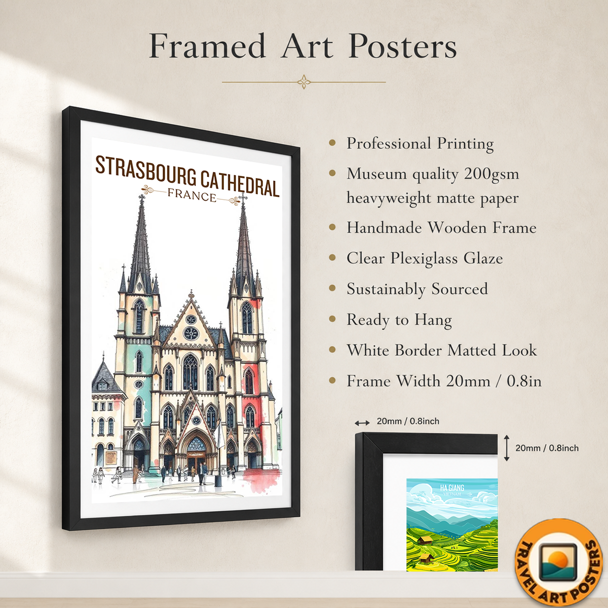 Strasbourg Cathedral - France - Travel Art Wall Deco Poste - Art Print - Travel Art Poster