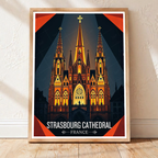 Straßburger Münster - France - Travel Art Wall Deco Poste - Art Print - Travel Art Poster