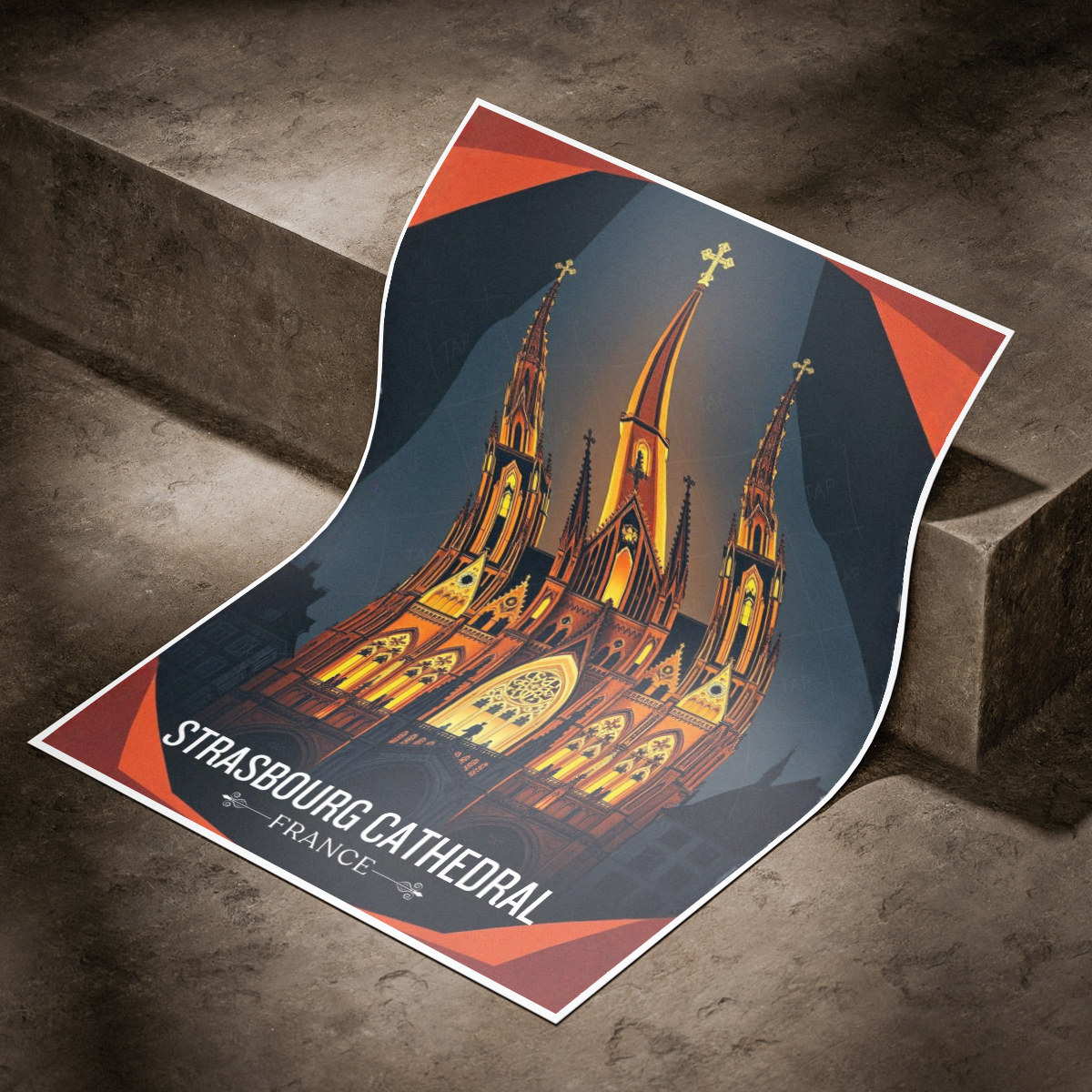 Straßburger Münster - France - Travel Art Wall Deco Poste - Art Print - Travel Art Poster