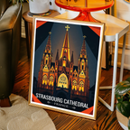 Straßburger Münster - France - Travel Art Wall Deco Poste - Art Print - Travel Art Poster