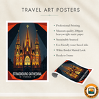 Straßburger Münster - France - Travel Art Wall Deco Poste - Art Print - Travel Art Poster