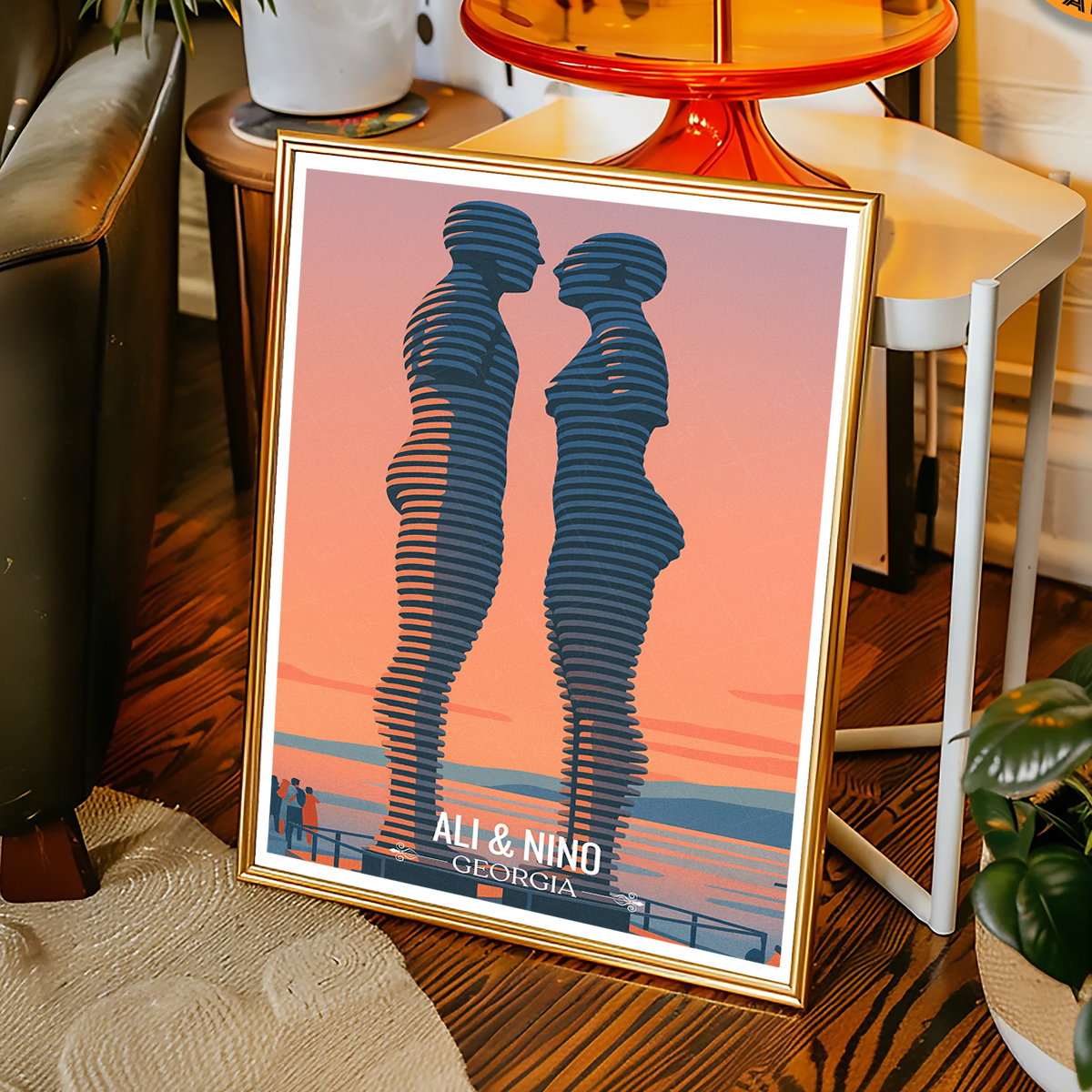 Ali and Nino Statues - Georgia - Travel Wall Art Print - Art Print - Travel Art Poster