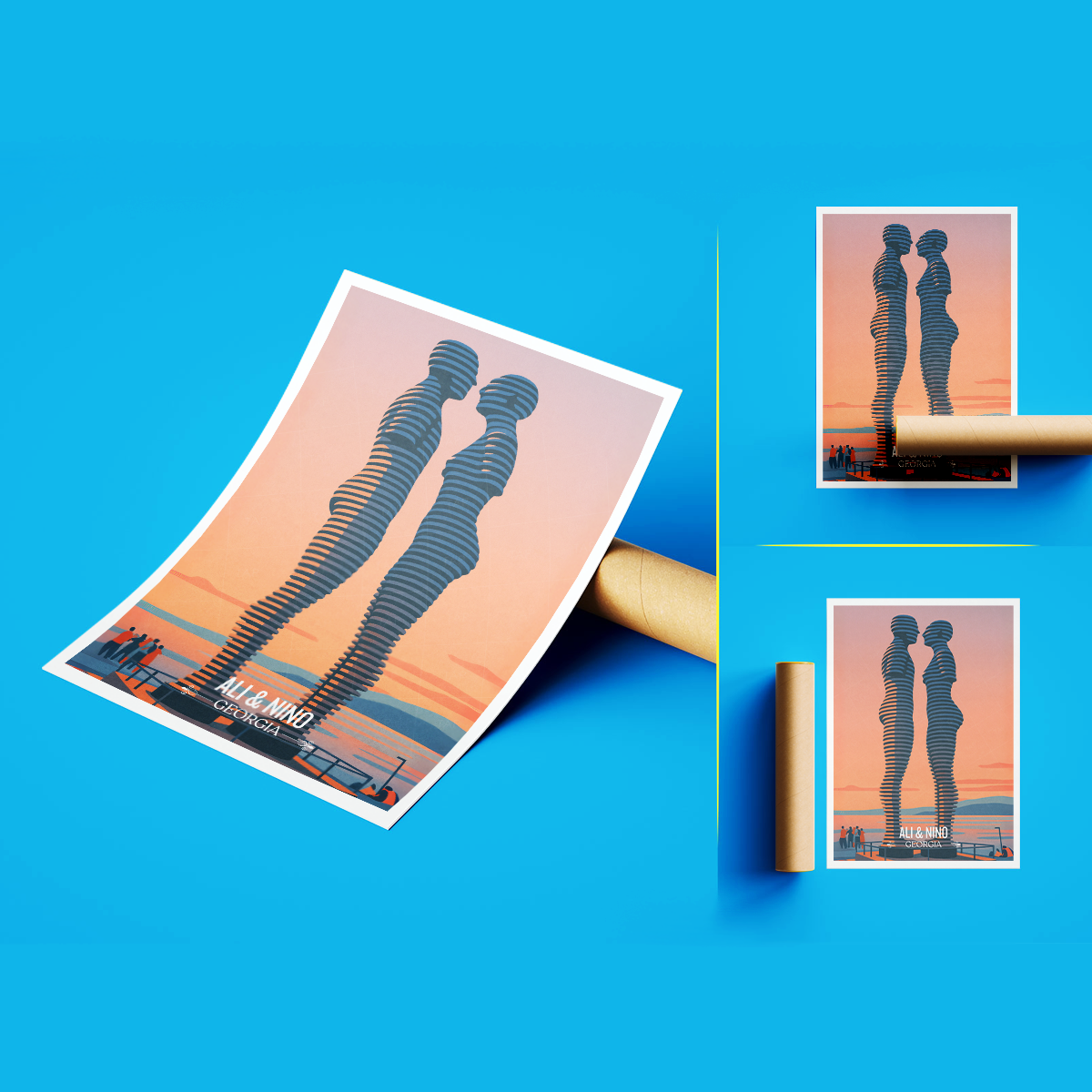 Ali and Nino Statues - Georgia - Travel Wall Art Print - Art Print - Travel Art Poster