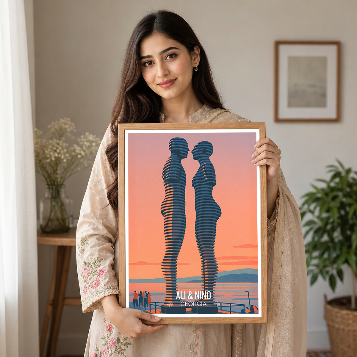 Ali and Nino Statues - Georgia - Travel Wall Art Print - Art Print - Travel Art Poster