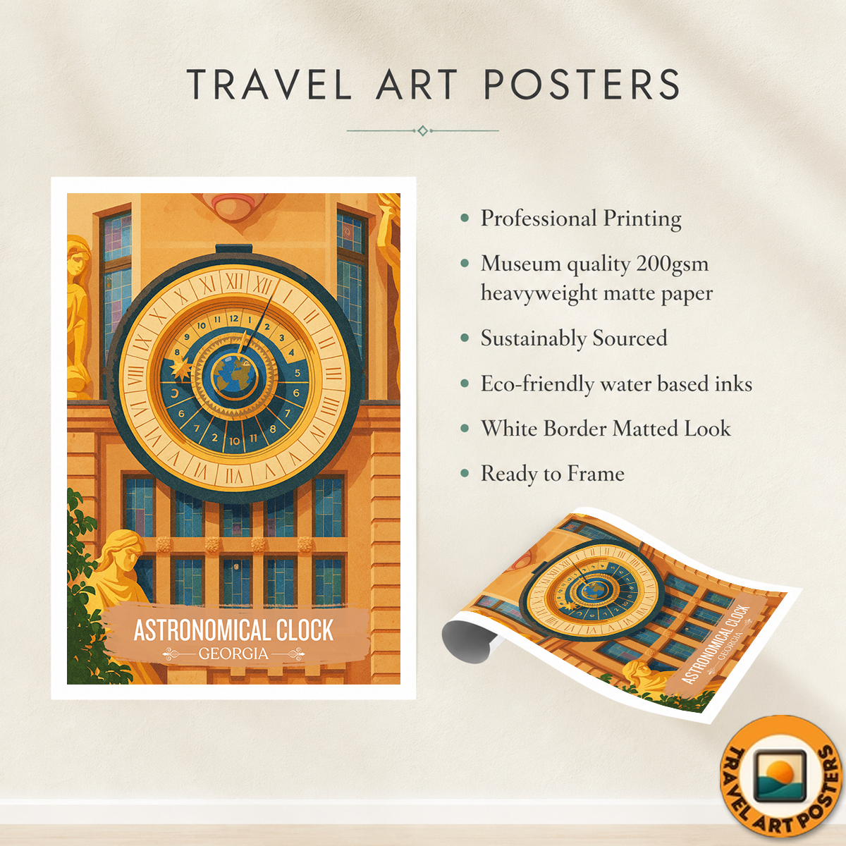 Astronomical Clock - Batumi - Georgia - Travel Wall Art Print - Art Print - Travel Art Poster
