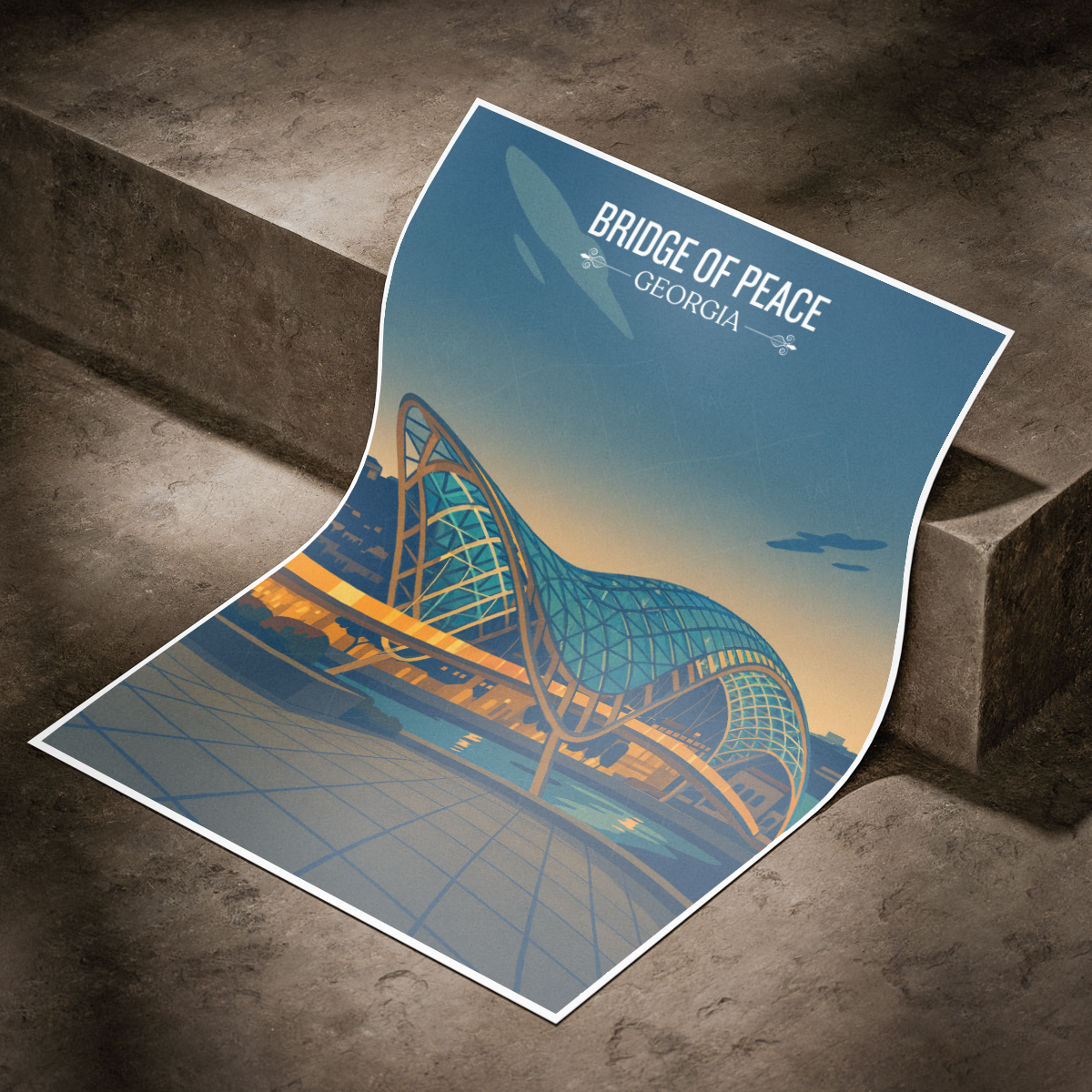 Bridge of Peace - Georgia - Travel Wall Art Print - Art Print - Travel Art Poster