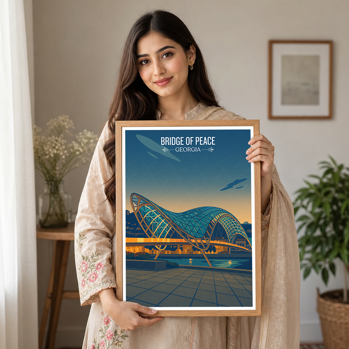Bridge of Peace - Georgia - Travel Wall Art Print - Art Print - Travel Art Poster