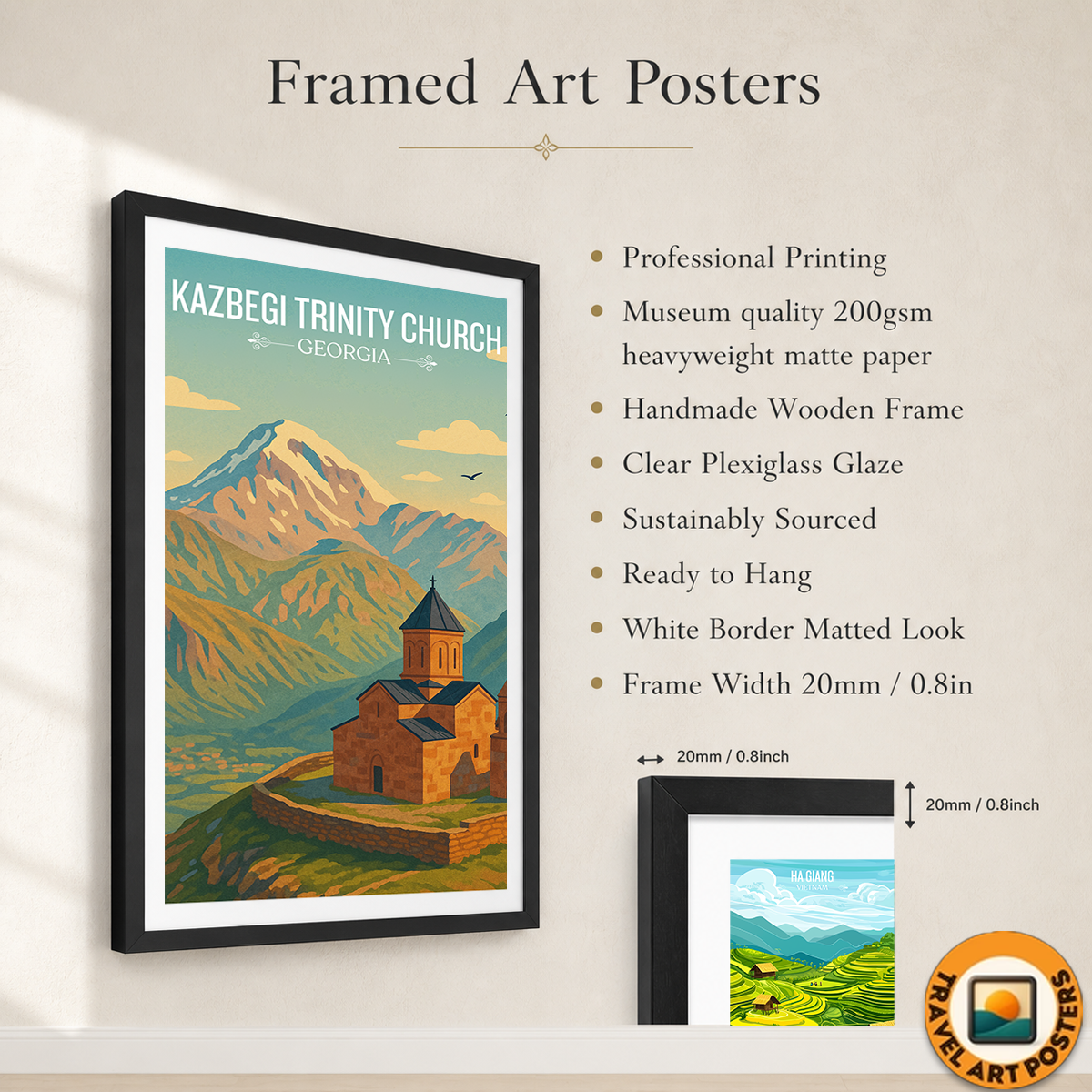 Kazbegi Trinity Church – Georgia - Travel Wall Art Print - Art Print - Travel Art Poster