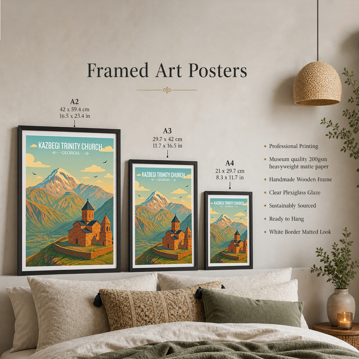 Kazbegi Trinity Church – Georgia - Travel Wall Art Print - Art Print - Travel Art Poster