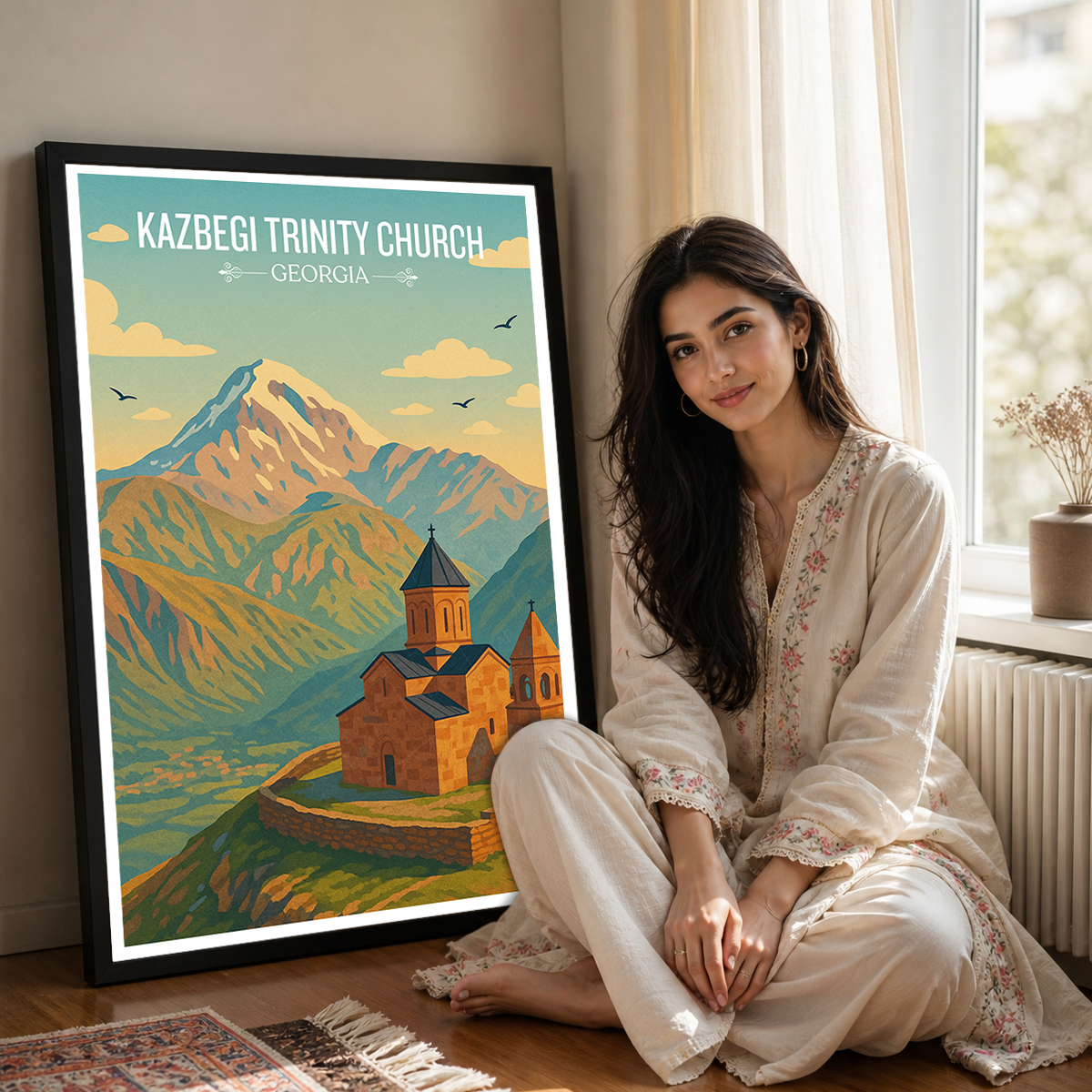 Kazbegi Trinity Church – Georgia - Travel Wall Art Print - Art Print - Travel Art Poster