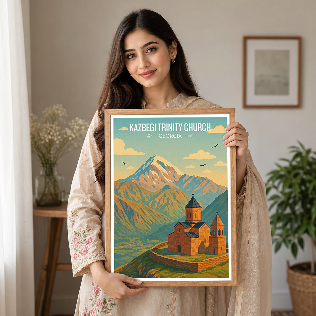 Kazbegi Trinity Church – Georgia - Travel Wall Art Print - Art Print - Travel Art Poster