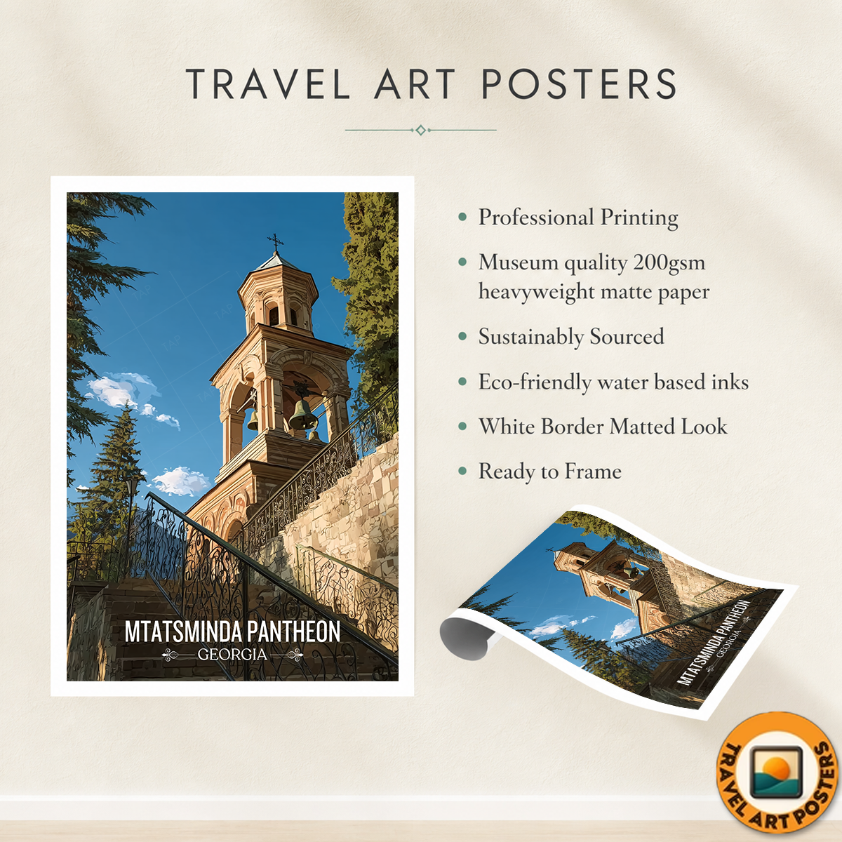 Mtatsminda Pantheon – Georgia - Travel Wall Art Print - Art Print - Travel Art Poster