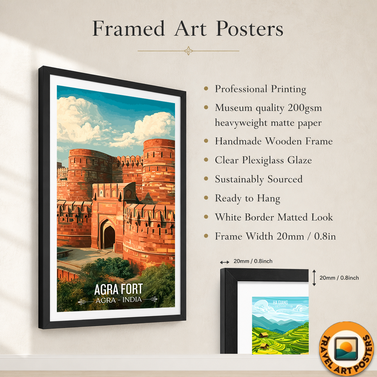 Agra Fort Qila - Agra - India - Travel Wall Art Print - Art Print - Travel Art Poster