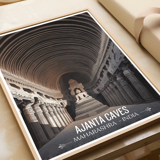 Ajanta Caves - Maharashra - India - Travel Wall Art Print - Art Print - Travel Art Poster
