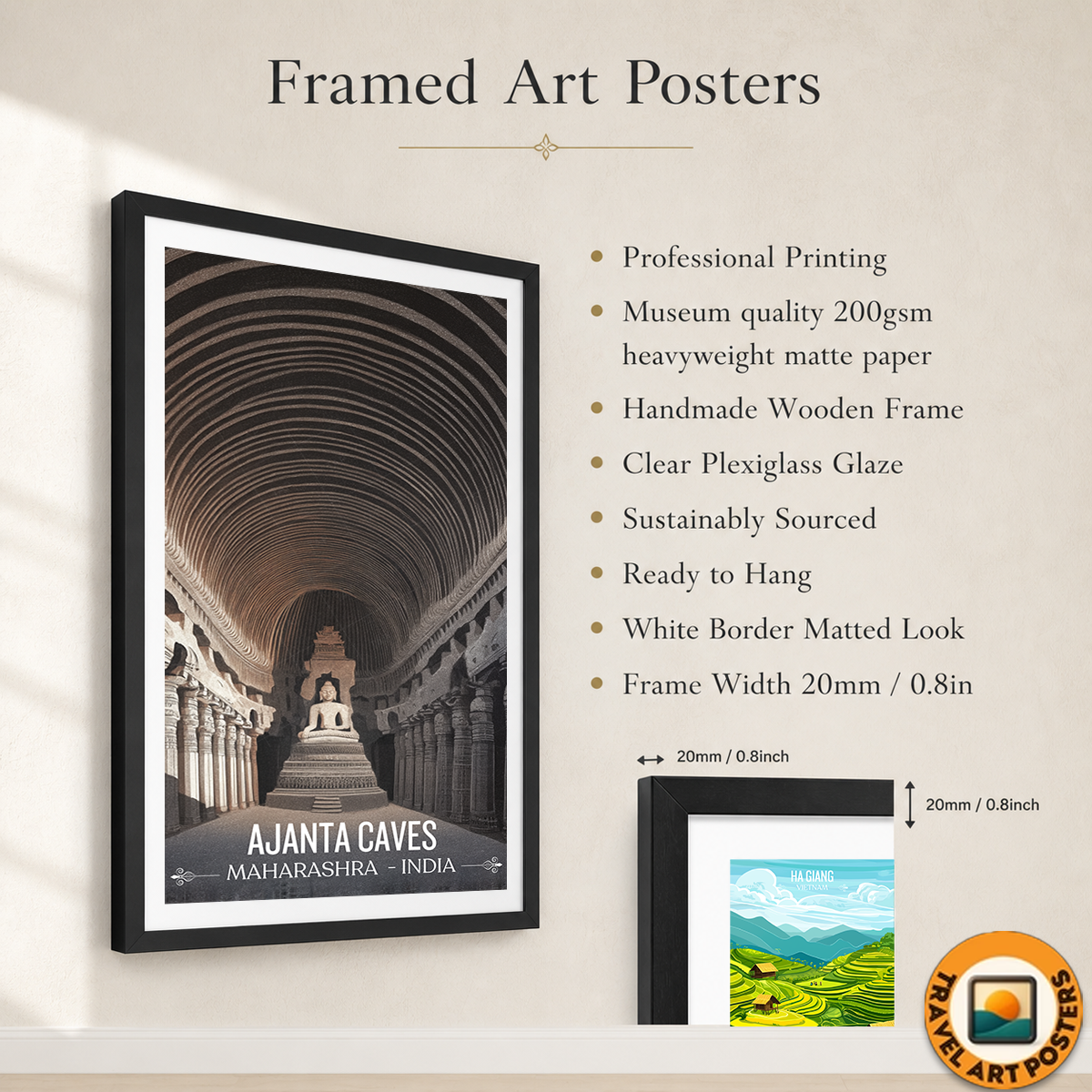 Ajanta Caves - Maharashra - India - Travel Wall Art Print - Art Print - Travel Art Poster