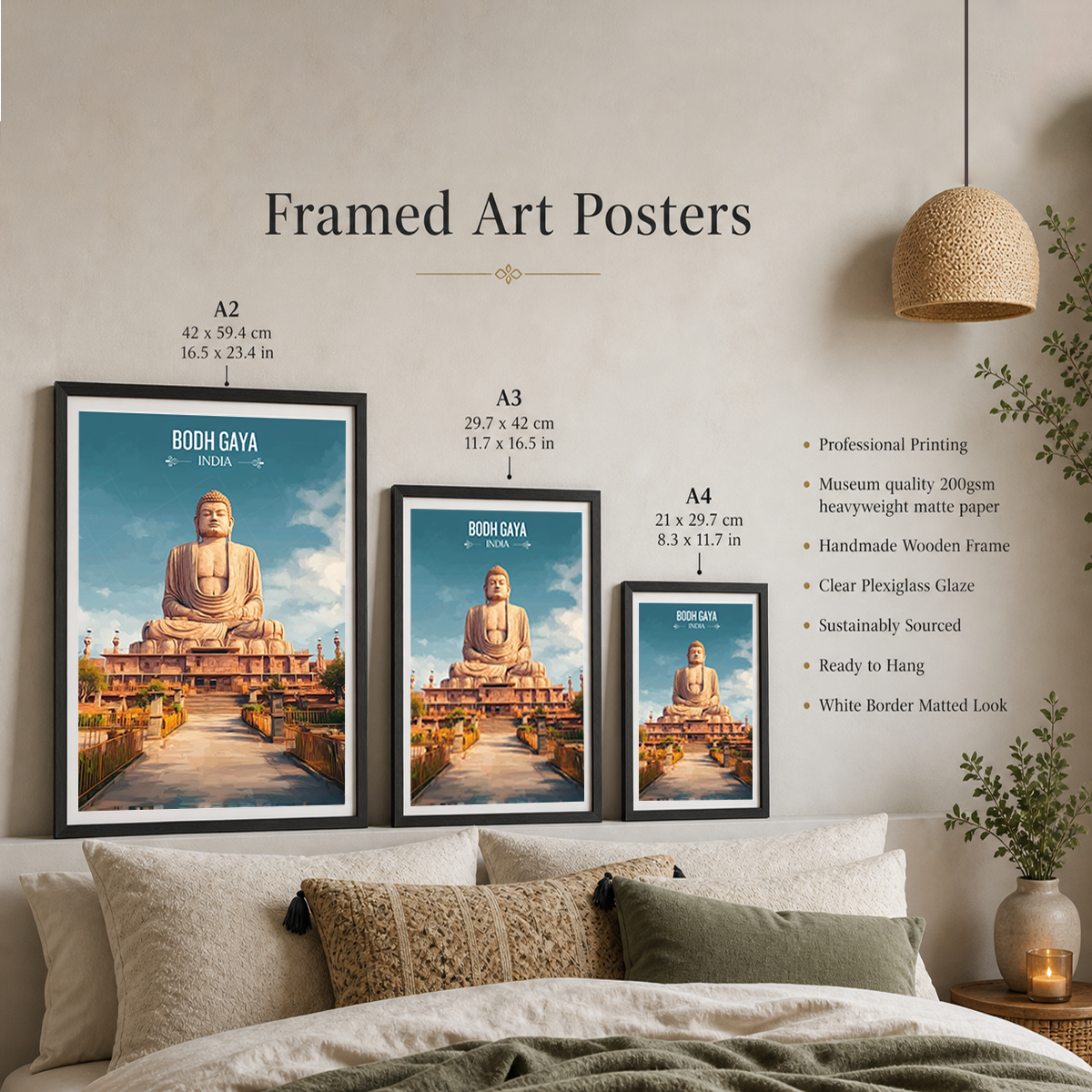 Bodh Gaya Buddha - Bihar - India - Travel Wall Art Print Poster - Art Print - Travel Art Poster