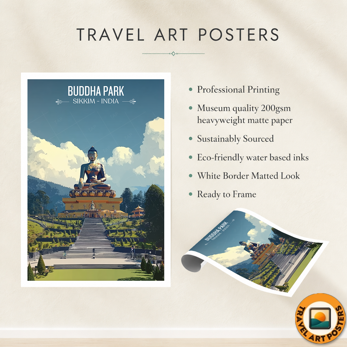 Buddha Park - Sikkim - India - Travel Wall Art Print Poster - Art Print - Travel Art Poster